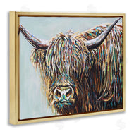 Carolee Vitaletti | Whimsical Rainbow Hair Woolly Highland Cattle Portrait