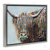 Carolee Vitaletti | Whimsical Rainbow Hair Woolly Highland Cattle Portrait