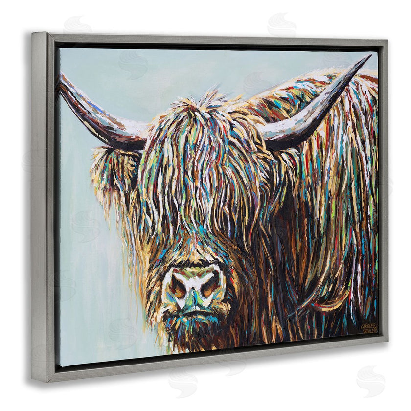 Carolee Vitaletti | Whimsical Rainbow Hair Woolly Highland Cattle Portrait