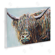 Carolee Vitaletti | Whimsical Rainbow Hair Woolly Highland Cattle Portrait