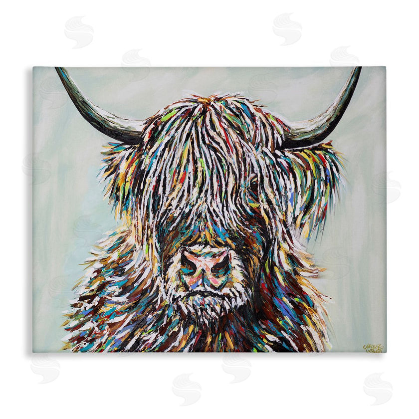 Carolee Vitaletti | Country Cattle Wooly Highland Portrait Rainbow Hair