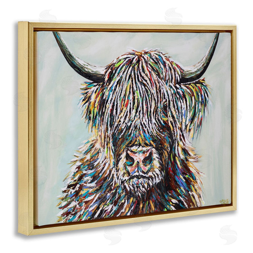 Carolee Vitaletti | Country Cattle Wooly Highland Portrait Rainbow Hair