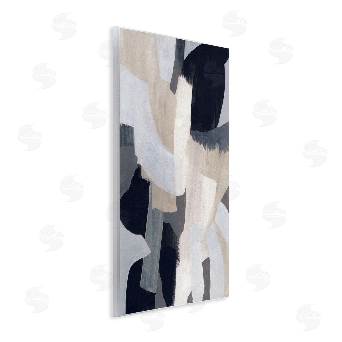 June Erica Vess Collage of Neutral Tone Abstract Shapes Blue Beige Wall Plaque Art