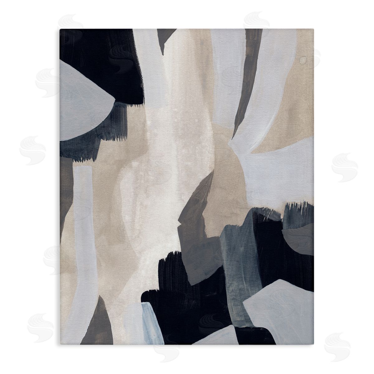 June Erica Vess Layered Organic Abstract Shapes Blue Beige Canvas Wall Art