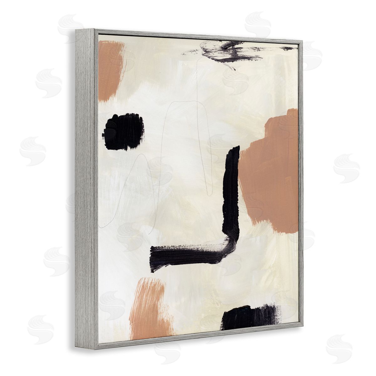 Victoria Barnes Soft Tone Neutral Abstraction Beige Black Design Gray Framed Giclee Wall Art