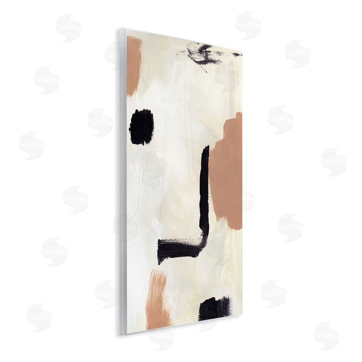 Victoria Barnes Soft Tone Neutral Abstraction Beige Black Design Wall Plaque Art