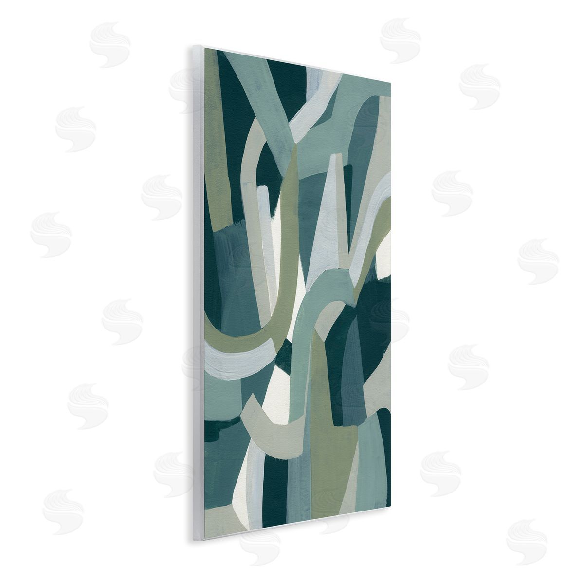 June Erica Vess Abstract Jigsaw Shapes Layered Green Limestone Wall Plaque Art