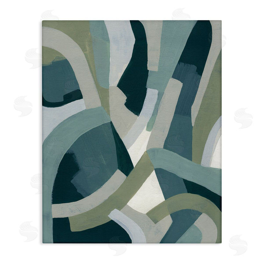 June Erica Vess | Layered Curved Shapes Abstract Green Limestone