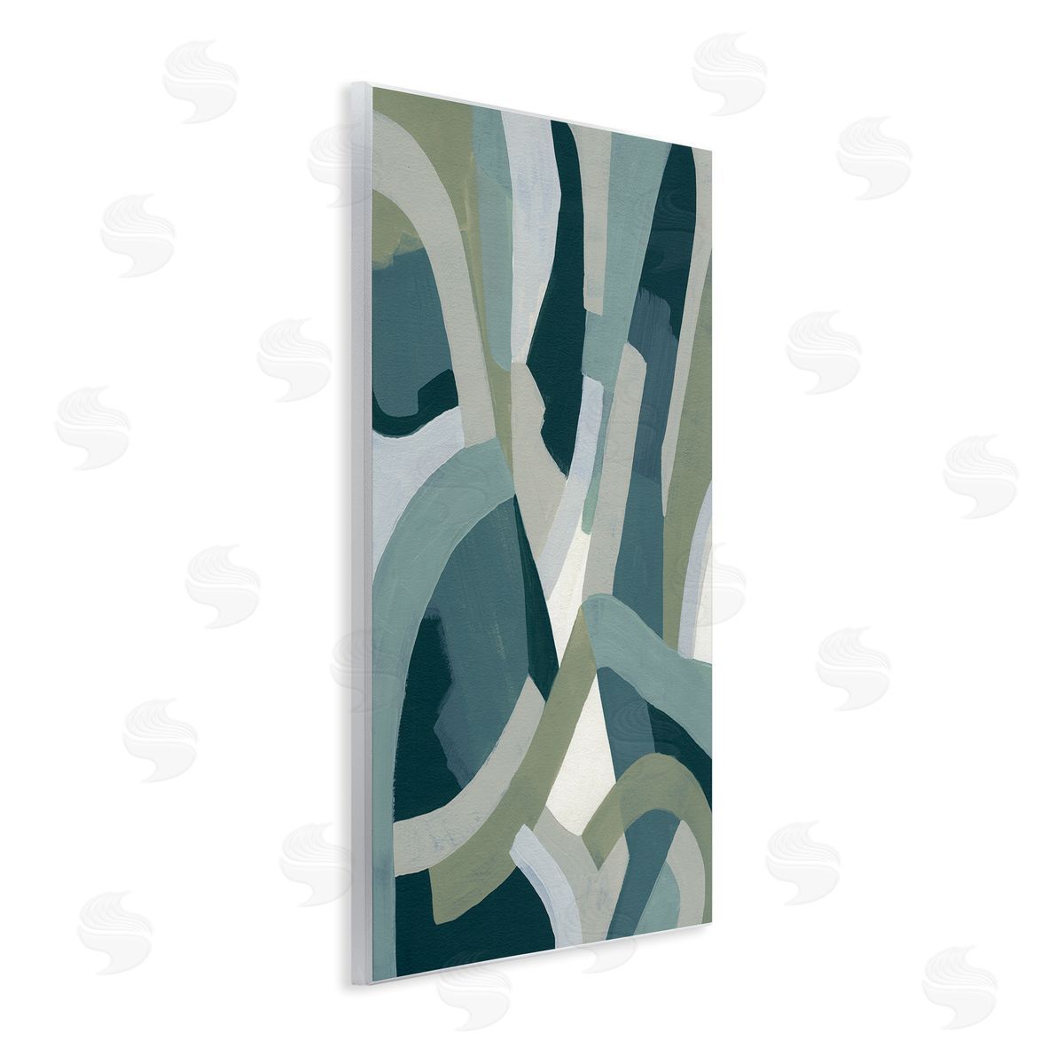 June Erica Vess Layered Curved Shapes Abstract Green Limestone Wall Plaque Art