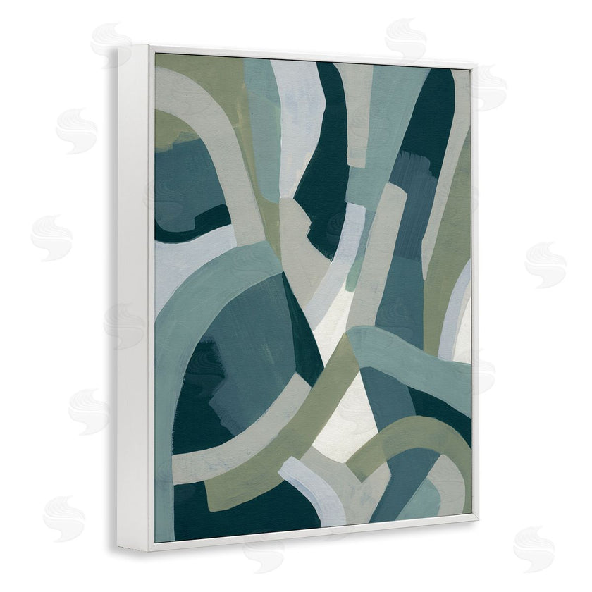 June Erica Vess | Layered Curved Shapes Abstract Green Limestone