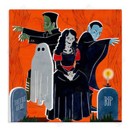 Grace Popp | Halloween Graveyard Monsters Vibrant Orange Pop
