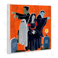 Grace Popp | Halloween Graveyard Monsters Vibrant Orange Pop