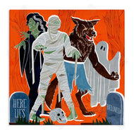 Grace Popp | Spooky Halloween Monsters Orange Graveyard Ghost