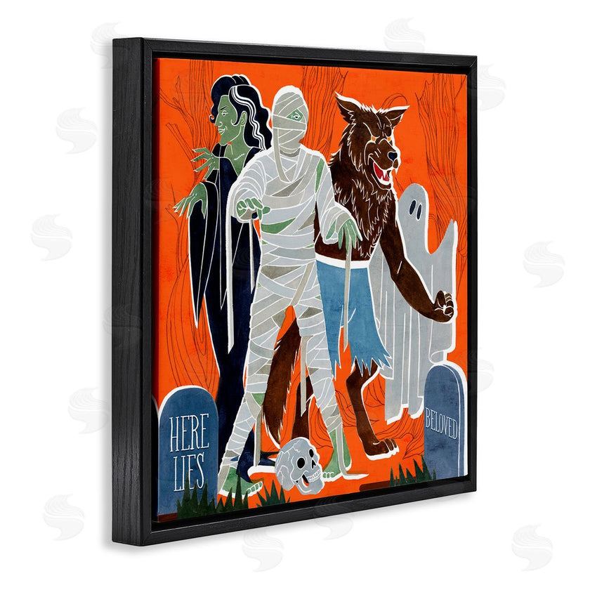 Grace Popp | Spooky Halloween Monsters Orange Graveyard Ghost
