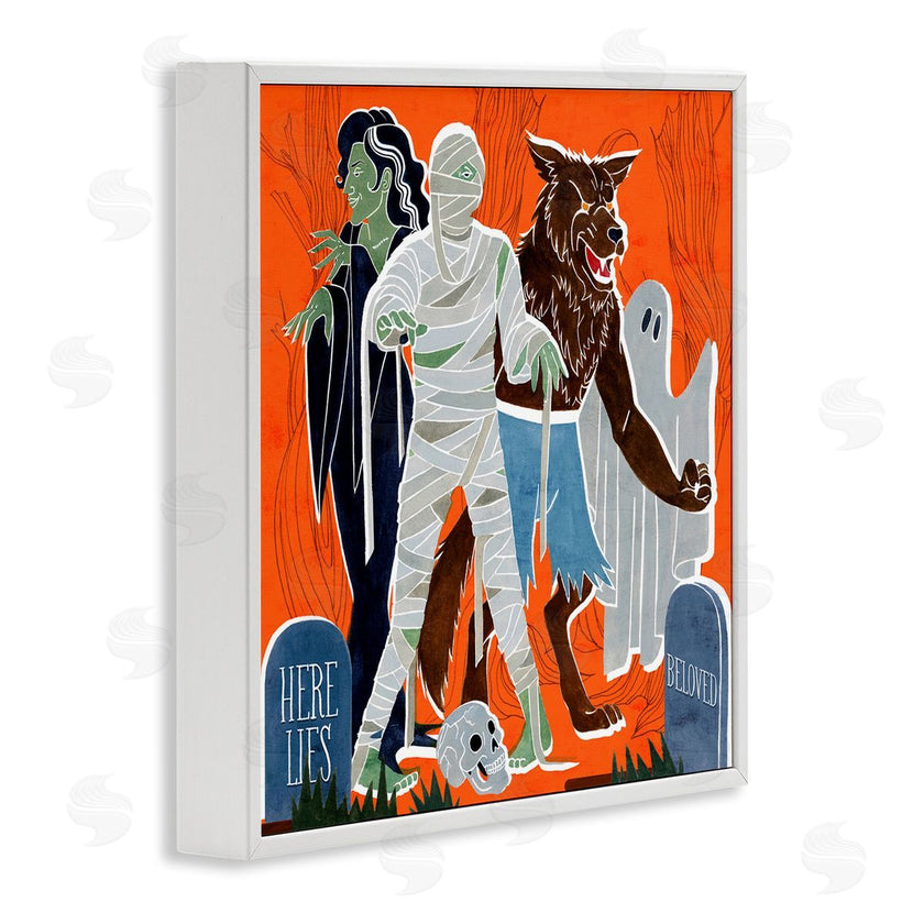 Grace Popp | Spooky Halloween Monsters Orange Graveyard Ghost