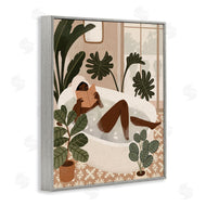 Victoria Barnes | Female Reading in Bath Tropical Palm Plants