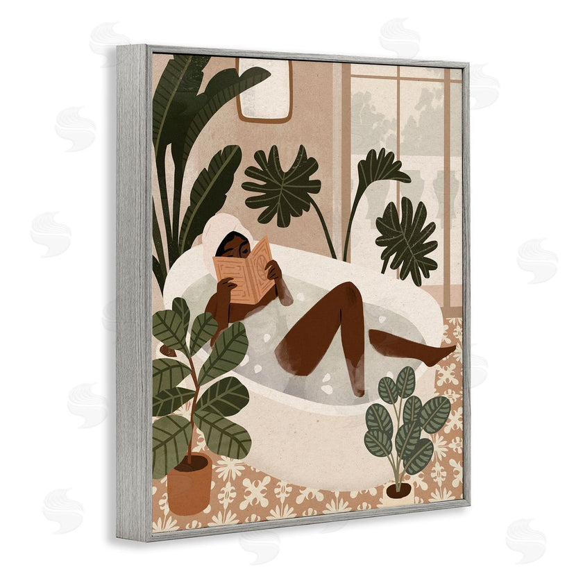Victoria Barnes | Female Reading in Bath Tropical Palm Plants