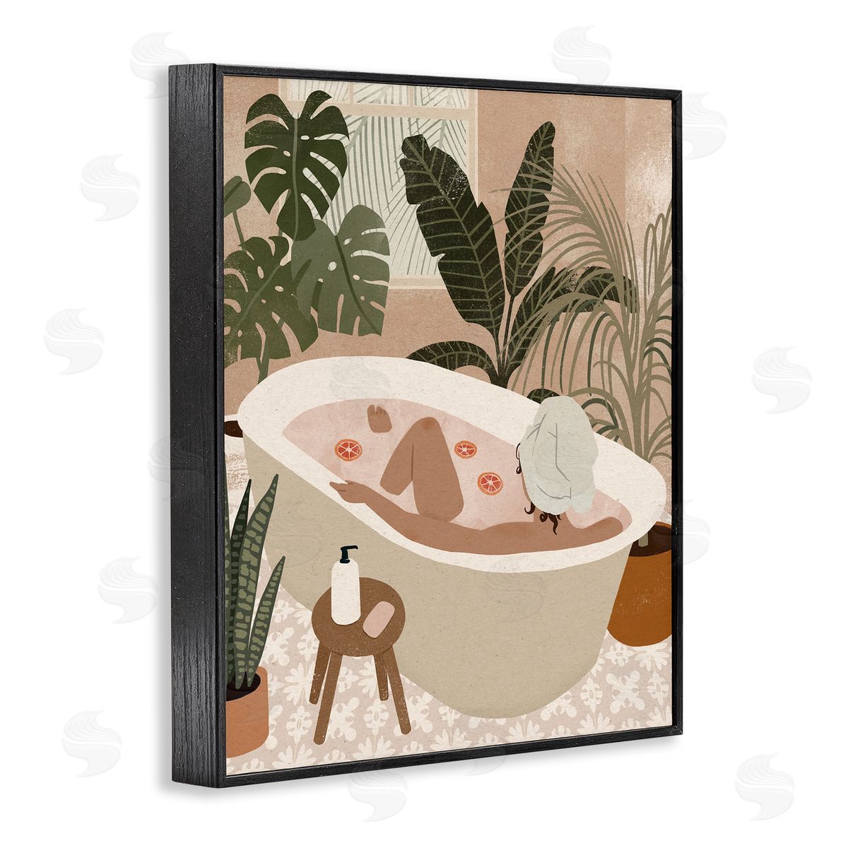 Victoria Barnes Female Fruit Bath Tropical Palm Plants Black Framed Giclee Wall Art