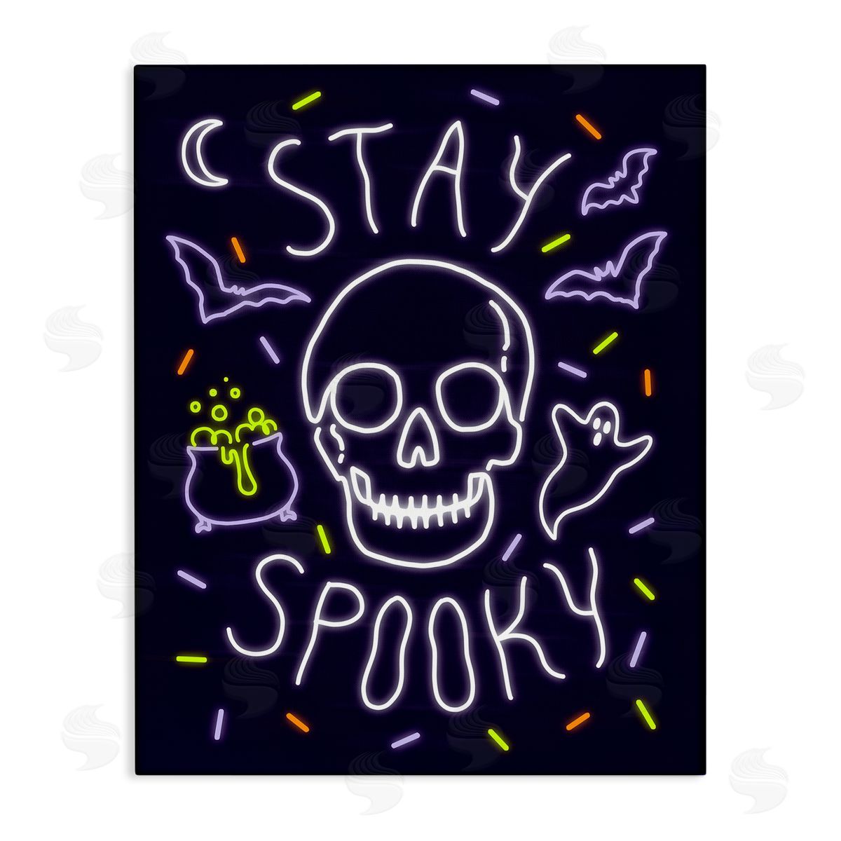 Victoria Barnes Stay Spooky Quote Halloween Theme Skeleton Canvas Wall Art