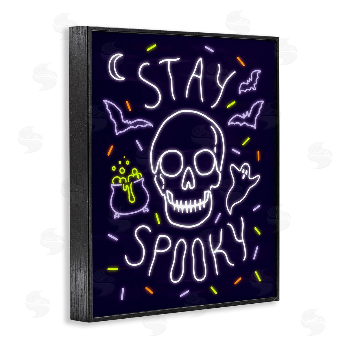 Victoria Barnes Stay Spooky Quote Halloween Theme Skeleton Black Framed Giclee Wall Art