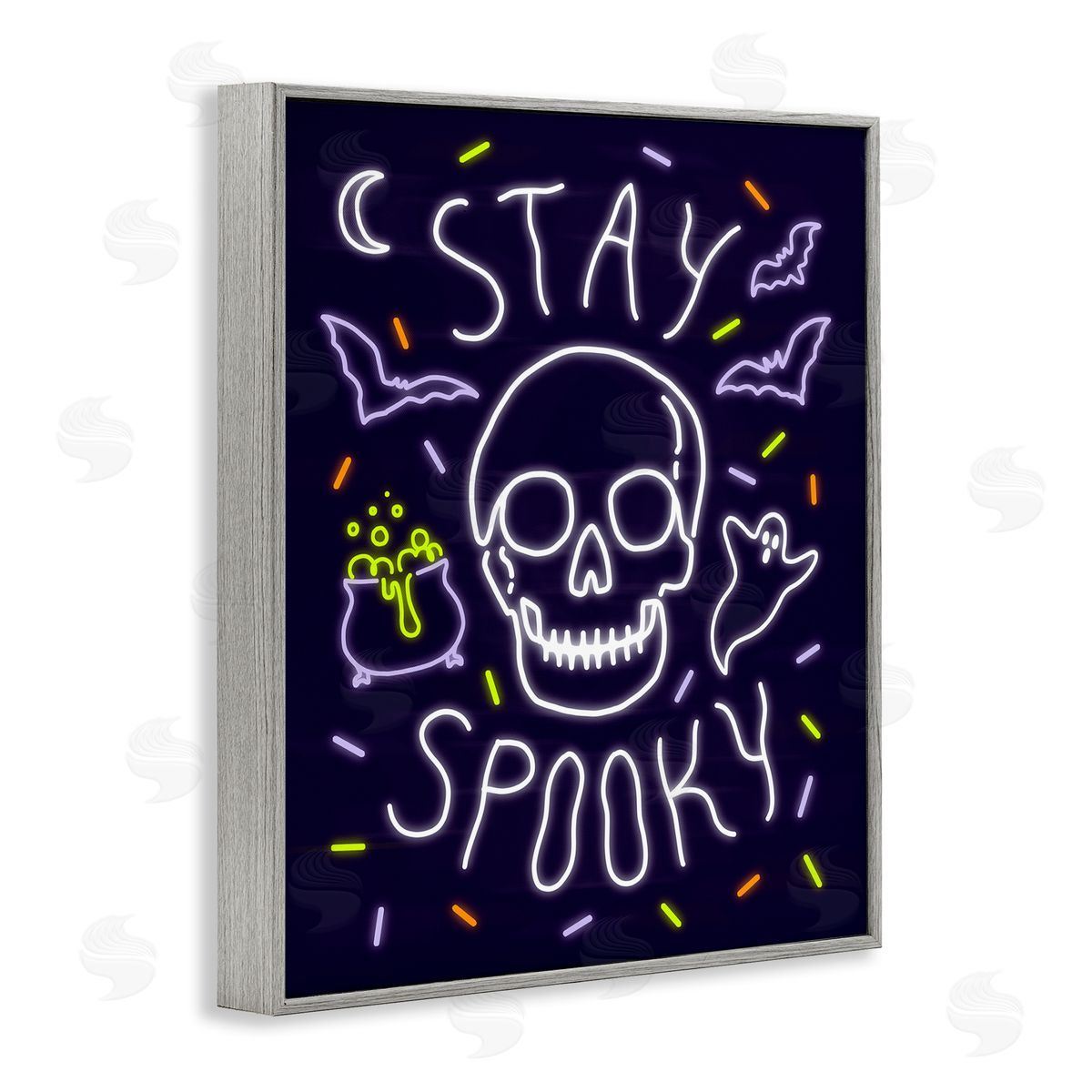Victoria Barnes Stay Spooky Quote Halloween Theme Skeleton Gray Framed Giclee Wall Art