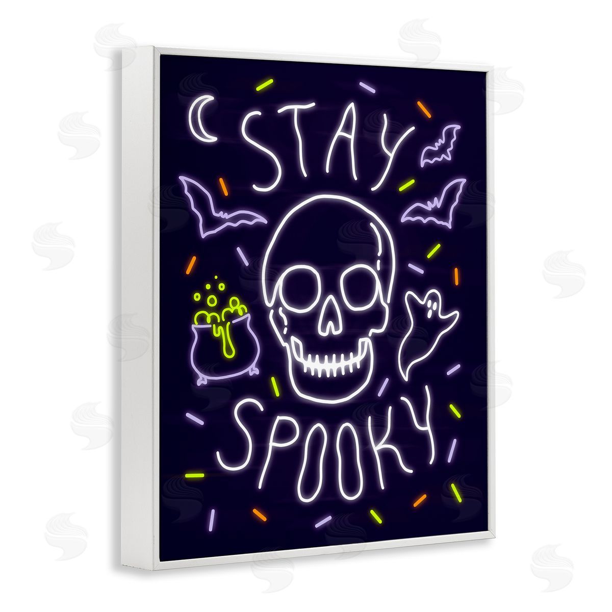 Victoria Barnes Stay Spooky Quote Halloween Theme Skeleton White Framed Giclee Wall Art