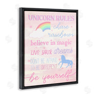 Stupell Studio | Unicorn Rules Happiness Rainbow Pink Sky
