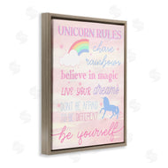 Stupell Studio | Unicorn Rules Happiness Rainbow Pink Sky