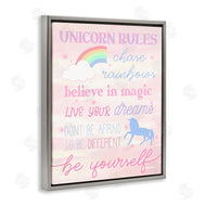 Stupell Studio | Unicorn Rules Happiness Rainbow Pink Sky