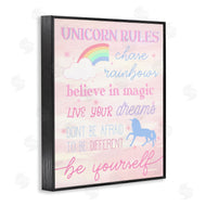Stupell Studio | Unicorn Rules Happiness Rainbow Pink Sky