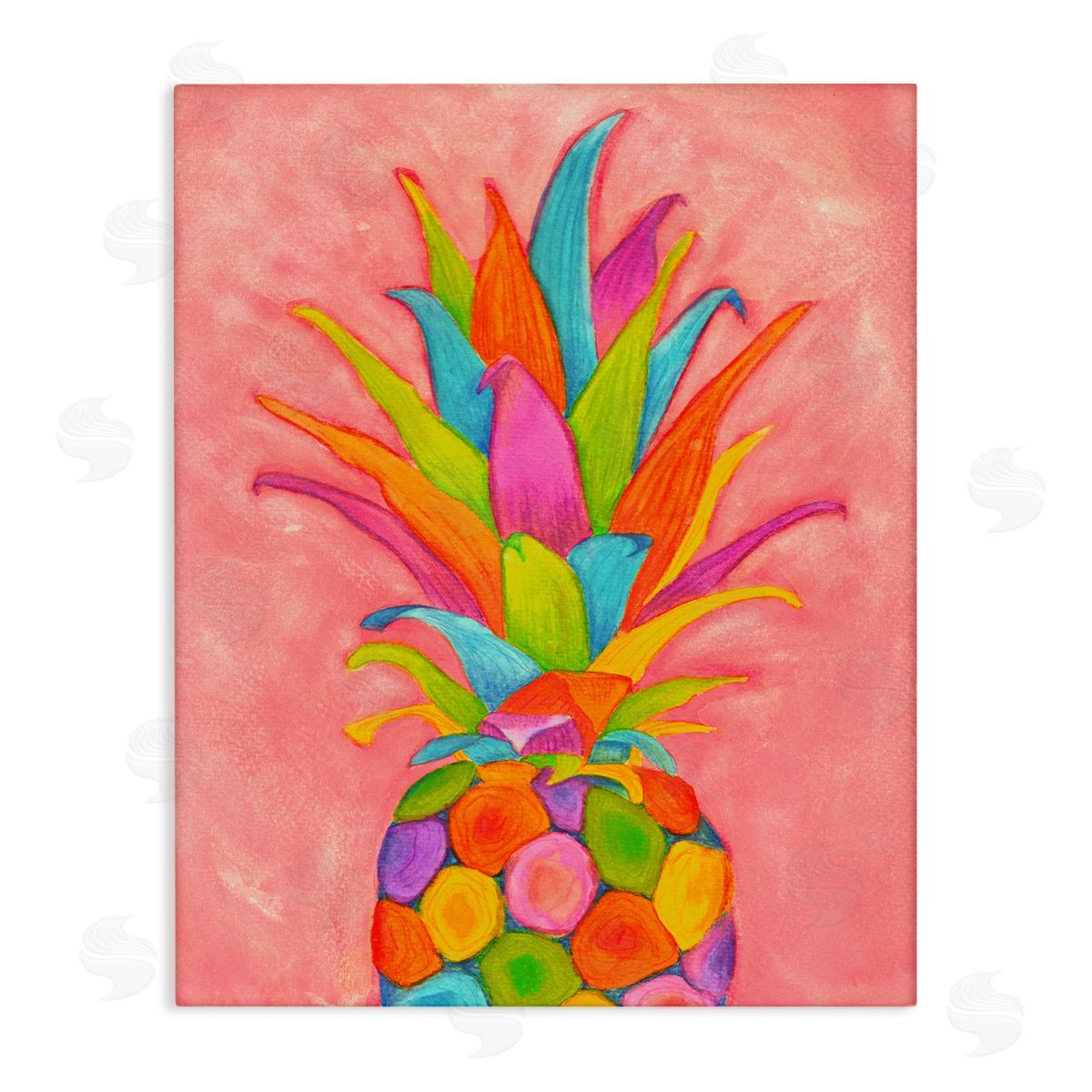 Elvira Errico Vibrant Pineapple Fruit Fun Pink Blue Yellow Canvas Wall Art