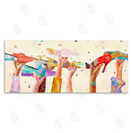 Pamela K. Beer | Hands Holding Shoes Cheerful Bright Patterns