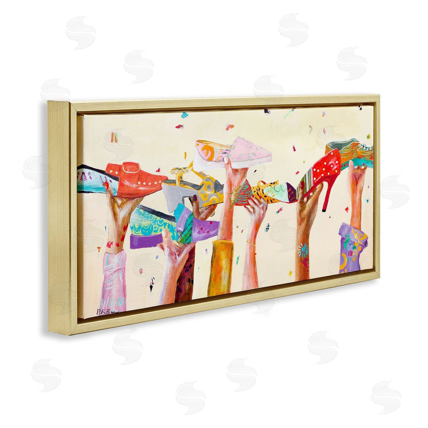 Pamela K. Beer | Hands Holding Shoes Cheerful Bright Patterns