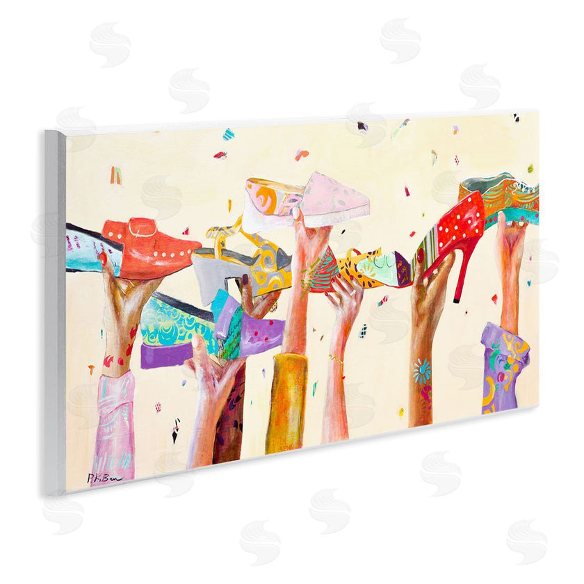 Pamela K. Beer | Hands Holding Shoes Cheerful Bright Patterns