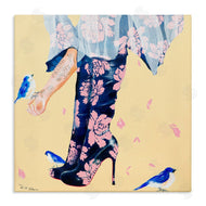 Pamela K. Beer | Floral Print Boot Heals Hand Holding Bird
