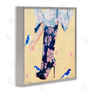 Pamela K. Beer | Floral Print Boot Heals Hand Holding Bird