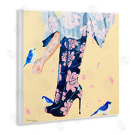 Pamela K. Beer | Floral Print Boot Heals Hand Holding Bird