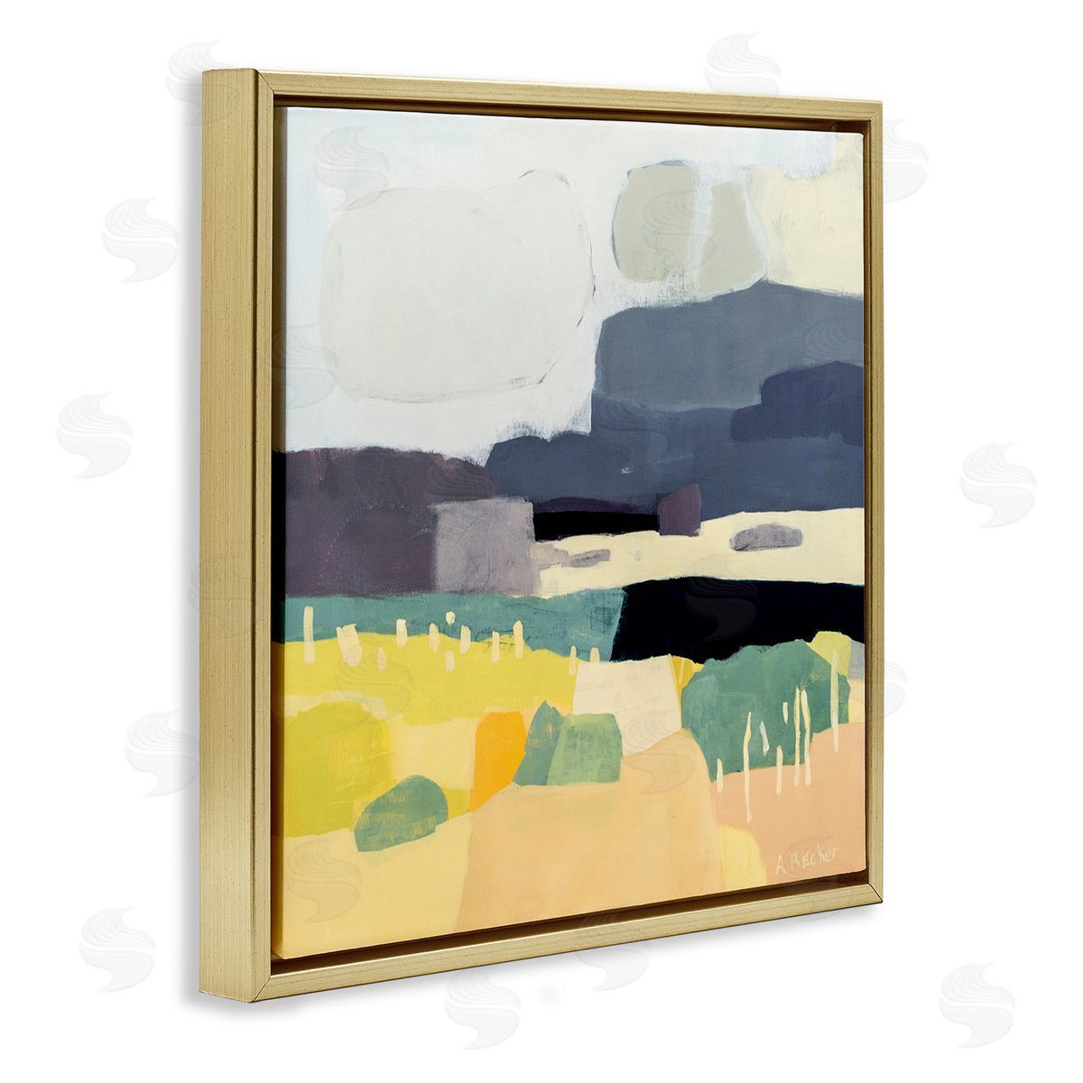 Anne Becker Dessert Afternoon Landscape Expressive Abstract Canyon Gold Floater Frame Canvas Art
