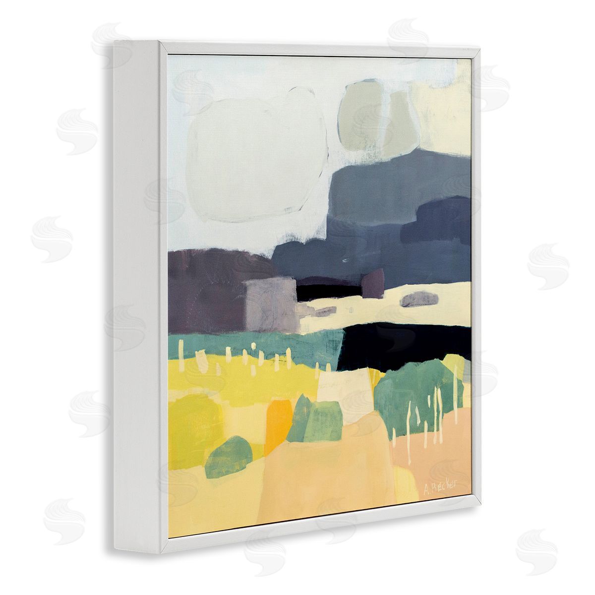 Anne Becker Dessert Afternoon Landscape Expressive Abstract Canyon White Framed Giclee Wall Art