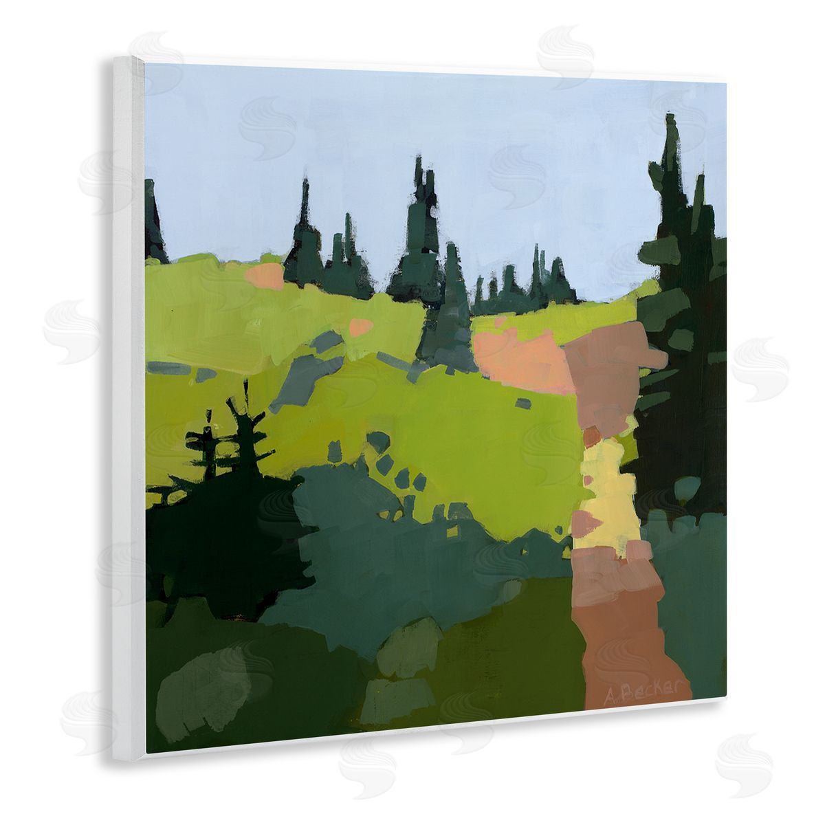 Anne Becker Tree Lined Path Abstract Meadow Landscape Wall Plaque Art