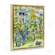 Gwendolyn Babbit | Blue Bicycle on Traditional Farmhouse Sunflowers