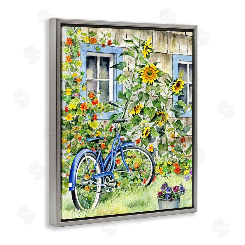 Gwendolyn Babbit | Blue Bicycle on Traditional Farmhouse Sunflowers