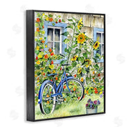 Gwendolyn Babbit | Blue Bicycle on Traditional Farmhouse Sunflowers