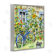 Gwendolyn Babbit | Blue Bicycle on Traditional Farmhouse Sunflowers