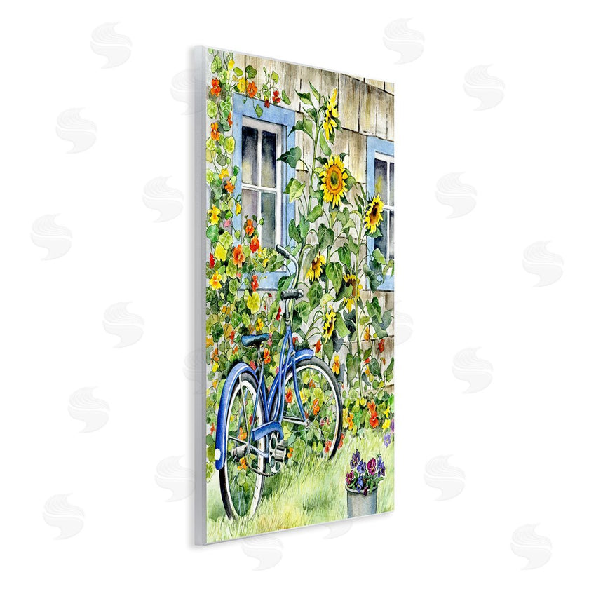 Gwendolyn Babbit | Blue Bicycle on Traditional Farmhouse Sunflowers
