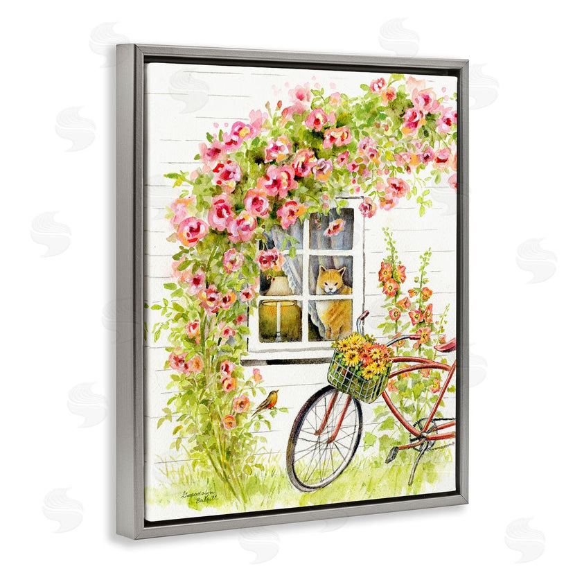 Gwendolyn Babbit | Pink Bicycle with Charming Cat Cottage