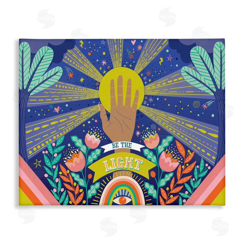 Caroline Alfreds | Be the Light Quote Boho Chic Floral Sunrays