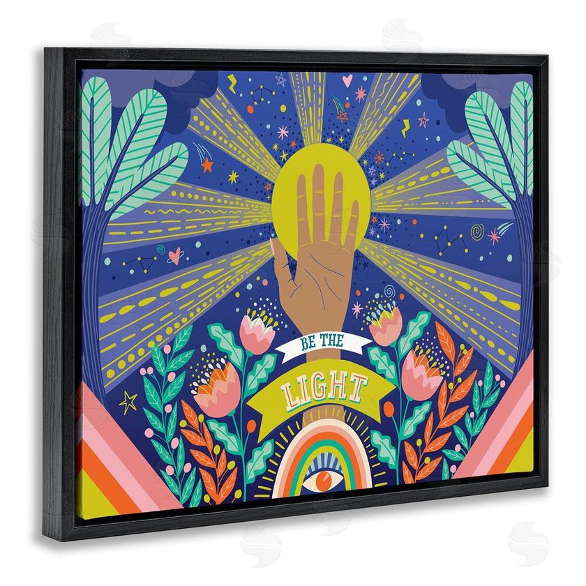 Caroline Alfreds | Be the Light Quote Boho Chic Floral Sunrays