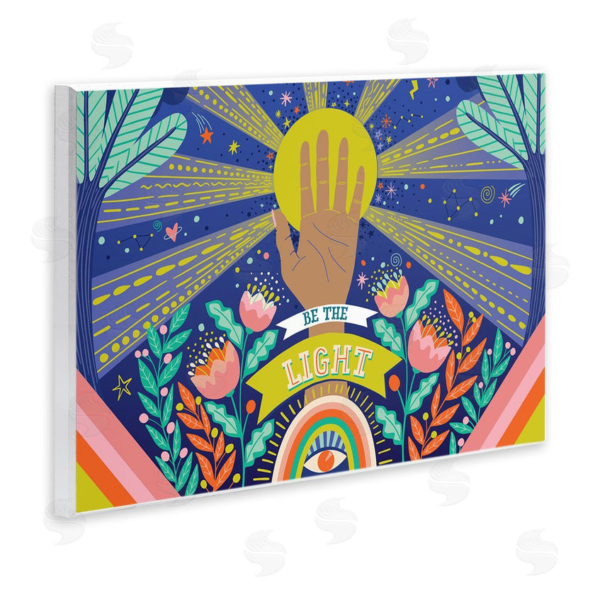 Caroline Alfreds | Be the Light Quote Boho Chic Floral Sunrays