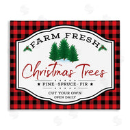 AE Design | Farm Fresh Christmas Tree Sign Red Buffalo Plaid